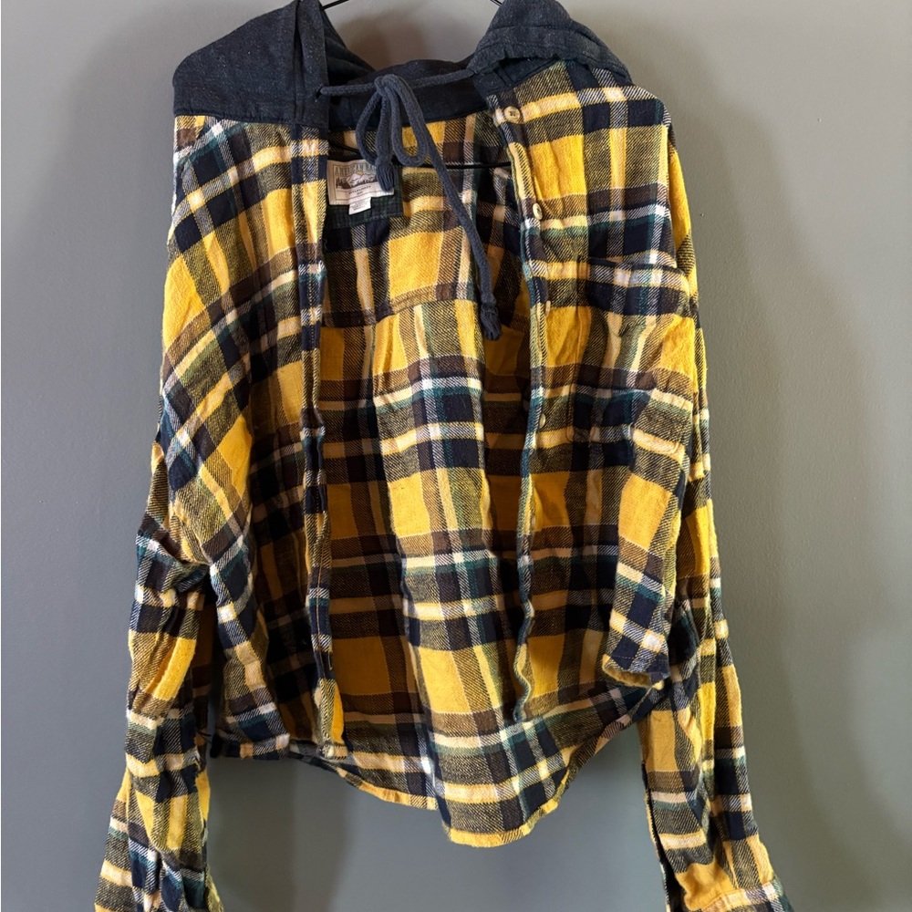 American Eagle Outfitters Yellow and Blue Plaid Jacket
